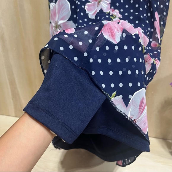 Navy Pink Summer Casual Floral Sleeveless Tank Dress Size 12 Robbie Bee - Picture 5 of 5